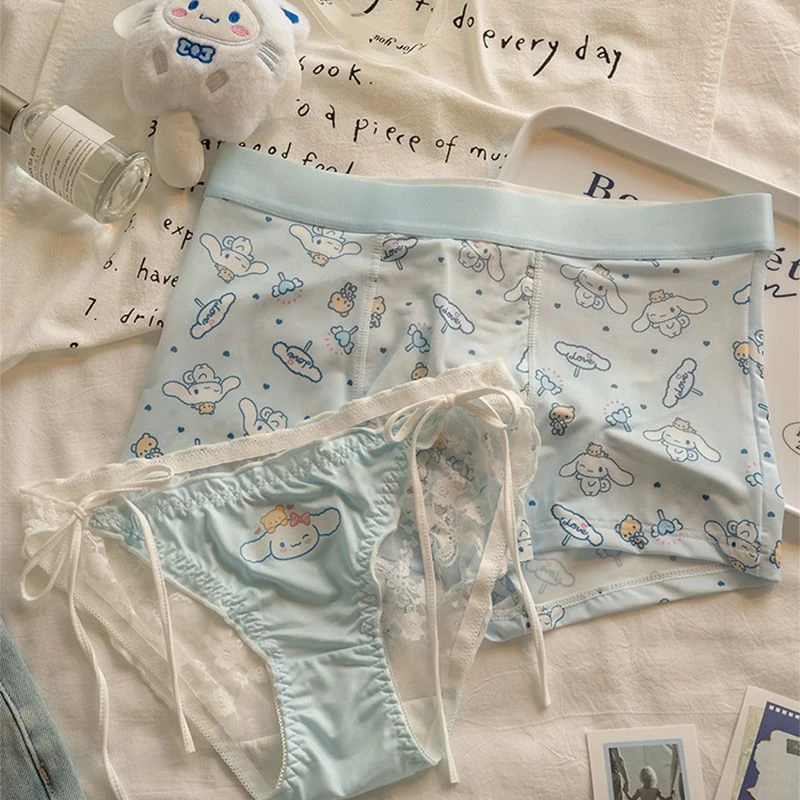 甜甜奶狗~冰丝情侣内裤一男一女薄款卡通可爱性感纯欲三角平角裤