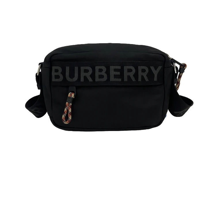 95新 BURBERRY/博柏利 男士休闲时尚百搭黑色尼龙斜挎包/222