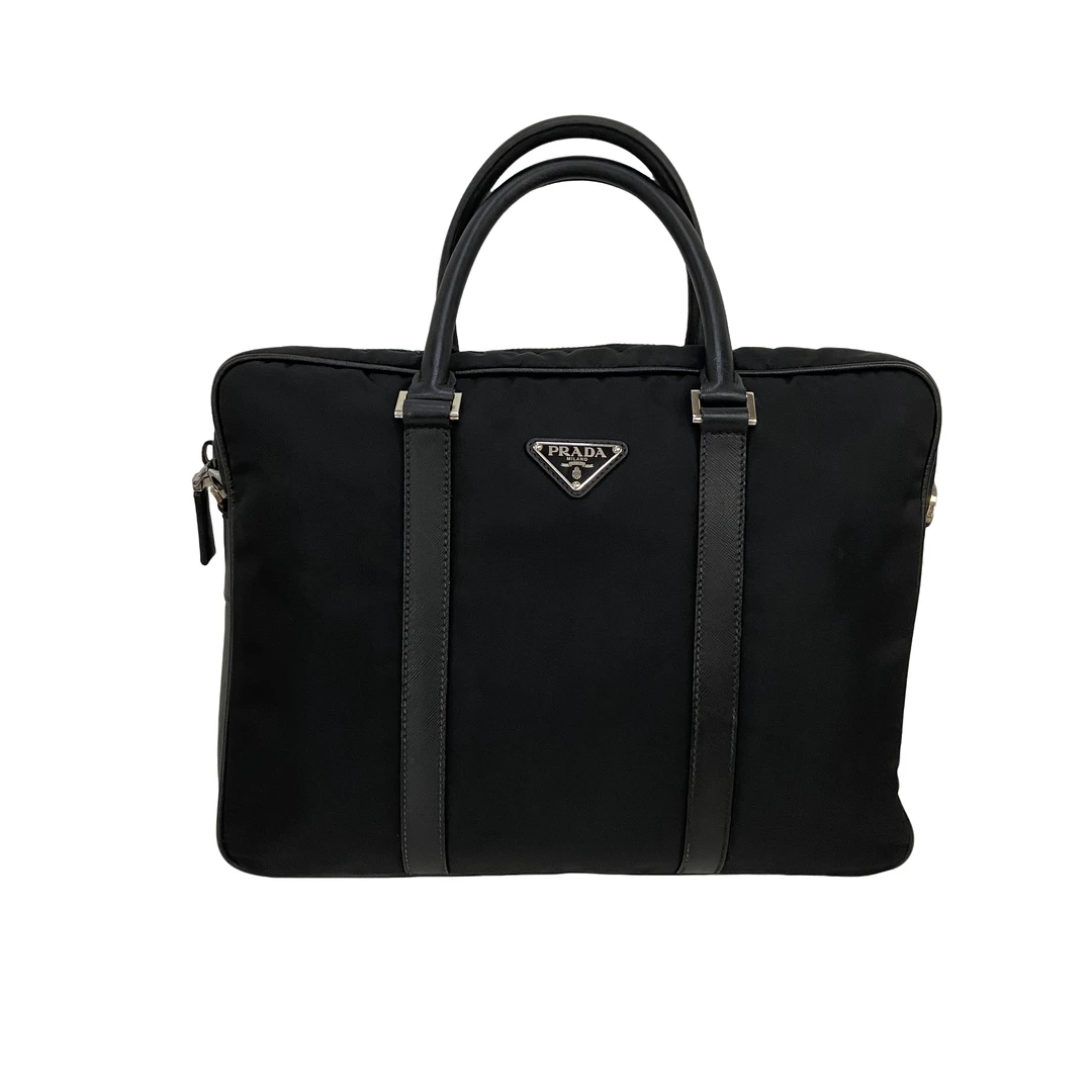 95新 Prada/普拉达 男士休闲时尚百搭尼龙黑色手提包/872