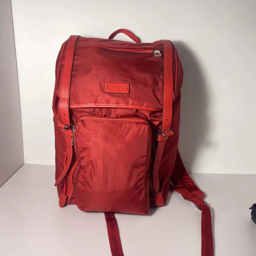 95新 GUCCI/古驰 红色双肩包/0366
