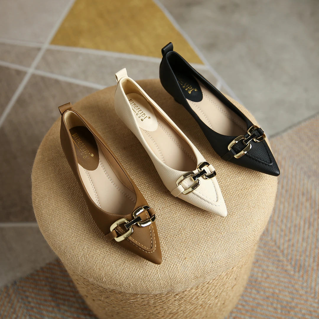 143-145 法式高跟鞋女2024春季新款金属尖头浅口细跟单鞋职业鞋