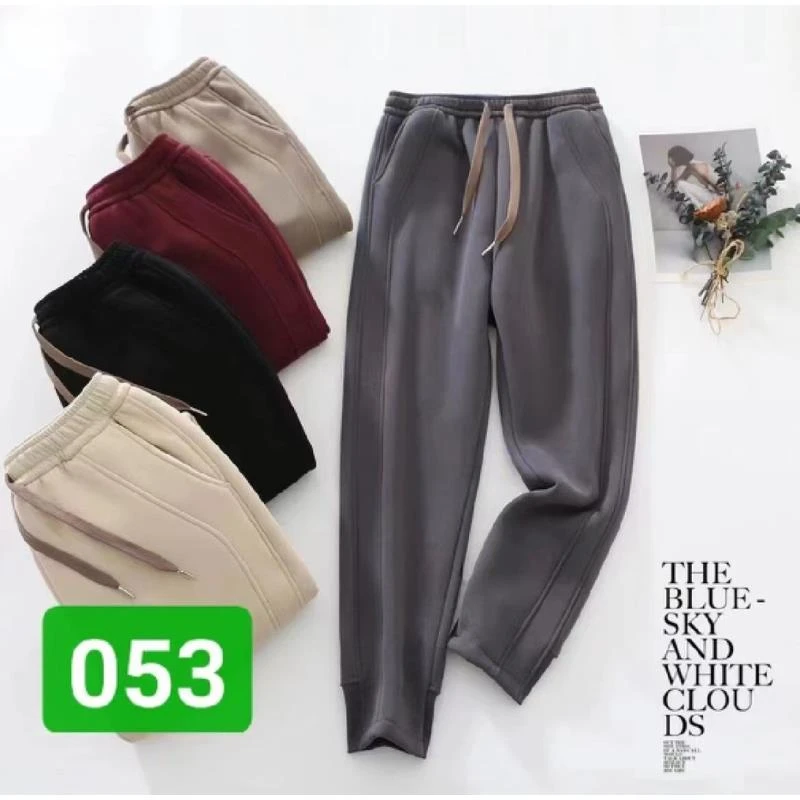 【加绒加厚】冬季新款纯色拼接高腰卫裤时尚百搭保暖休闲女长裤