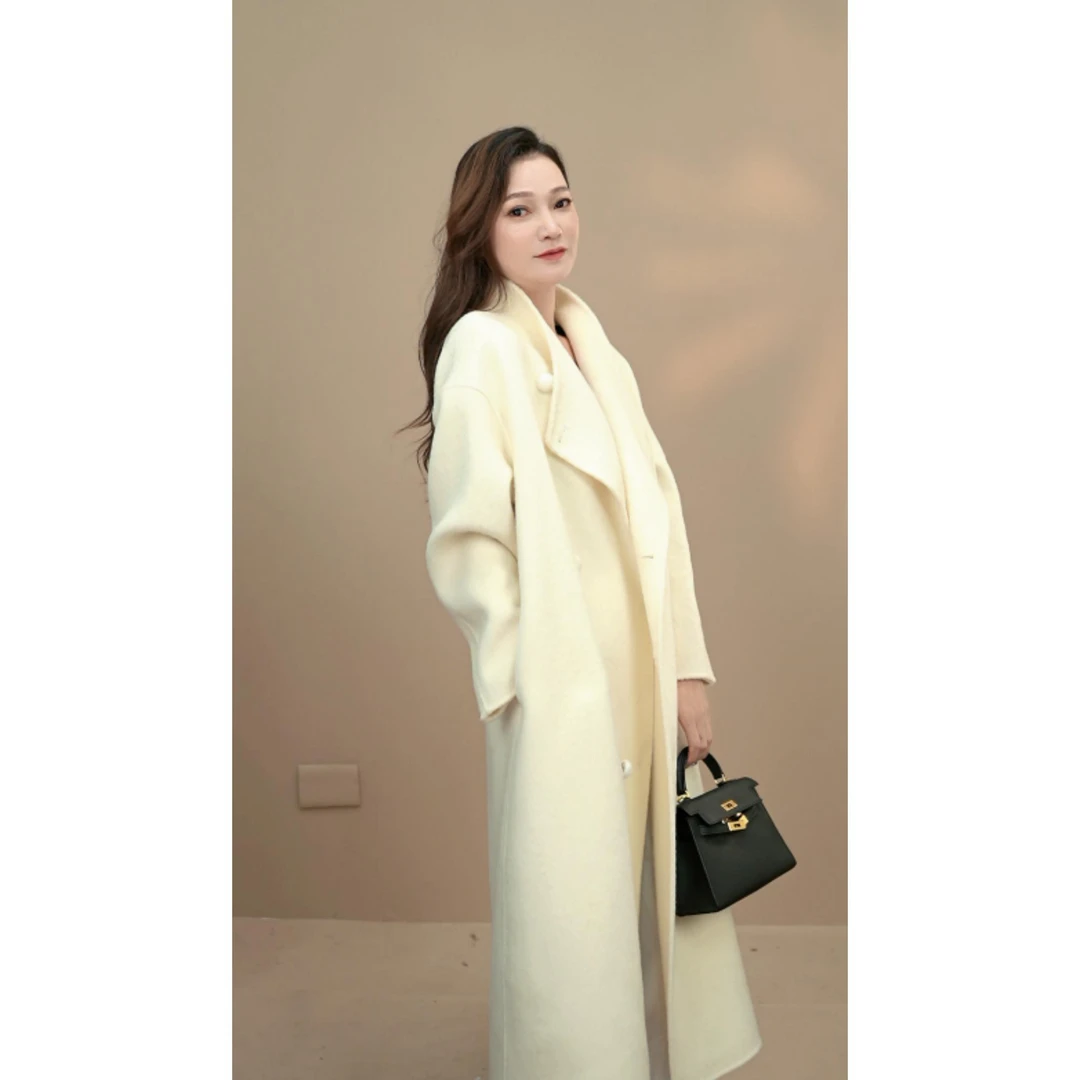 新品【马海毛】气质时尚百搭女士设计师大衣秋冬轻奢双面呢毛呢