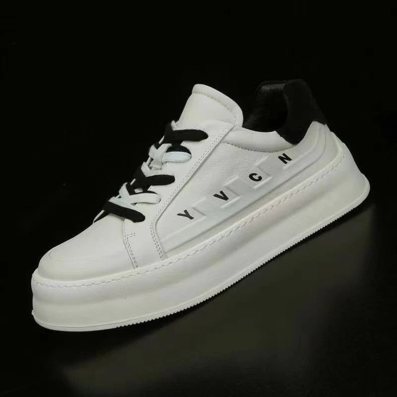 新款厚底耐磨防滑百搭系带潮流真皮休闲板鞋AZX158930