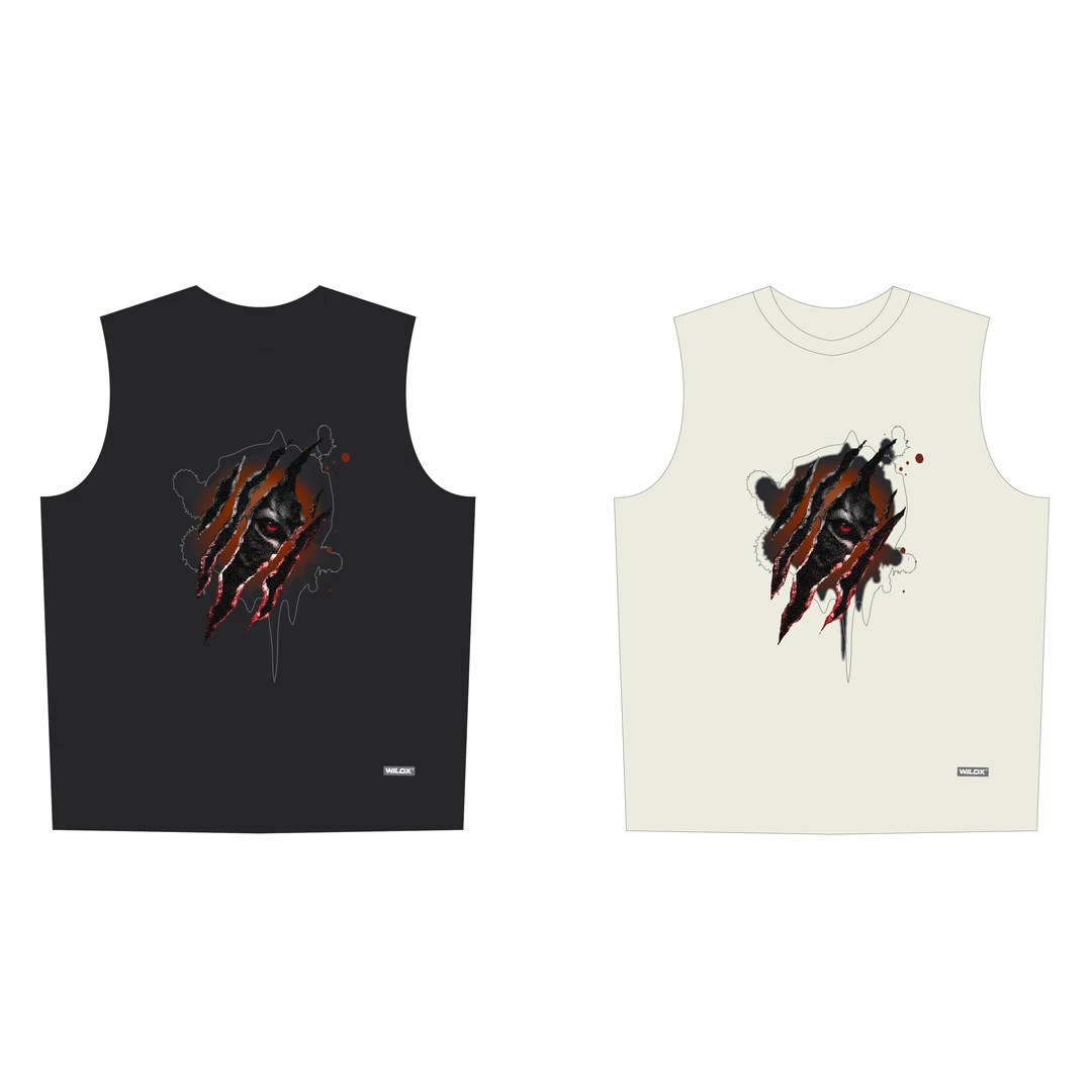 WildX 「张照洋联名」爪痕豹纹纯棉重磅国潮情侣篮球运动夏季背心