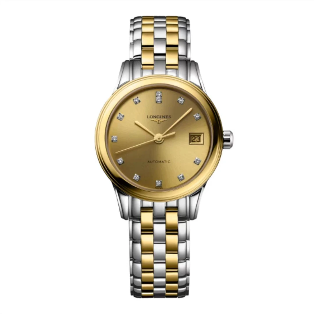 99新 Longines/浪琴 军旗/间金/金盘/钻刻/九月/机械/26盘/1.68