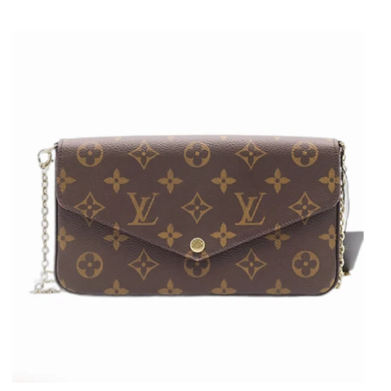99新 LouisVuitton/路易威登 三合一老花帆布链条包单肩包