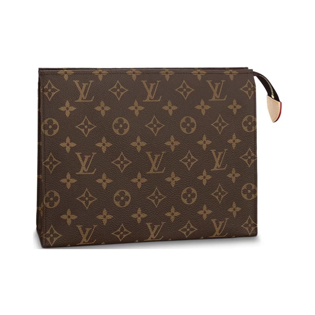 99新 LouisVuitton/路易威登 棕老花洗漱包26 后配肩带