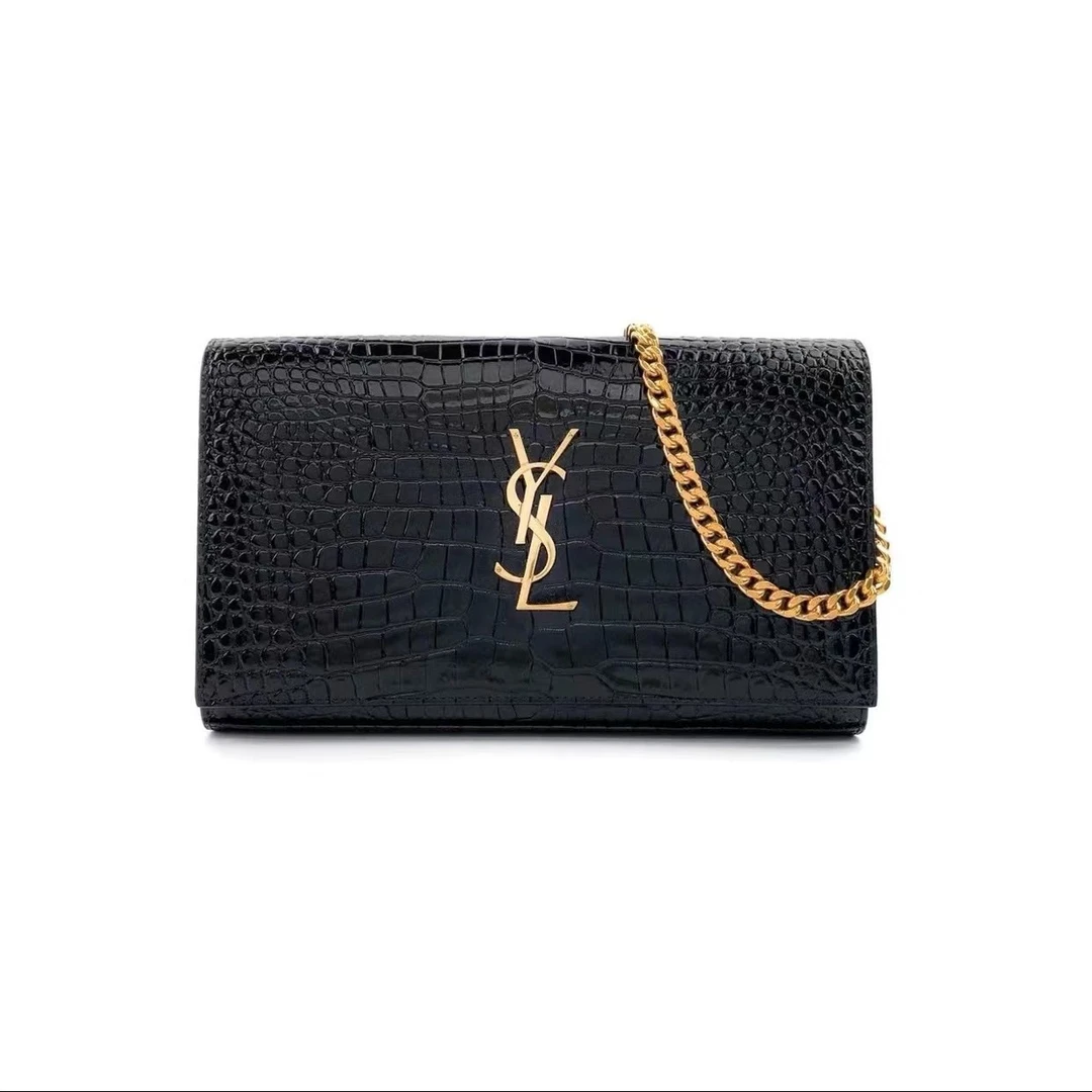 99新 YSL/圣罗兰 黑金压纹kate斜挎包