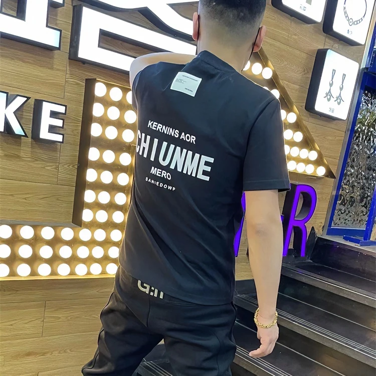 2025夏季新款男士高档纯棉短袖美式休闲韩版字母潮流T恤百搭上衣