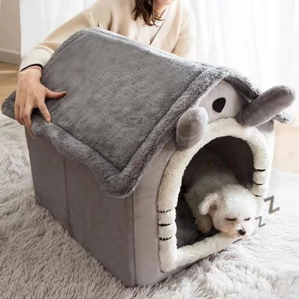 四季通用狗窝房子型小型犬泰迪冬季保暖可拆洗猫窝狗屋宠物床用品