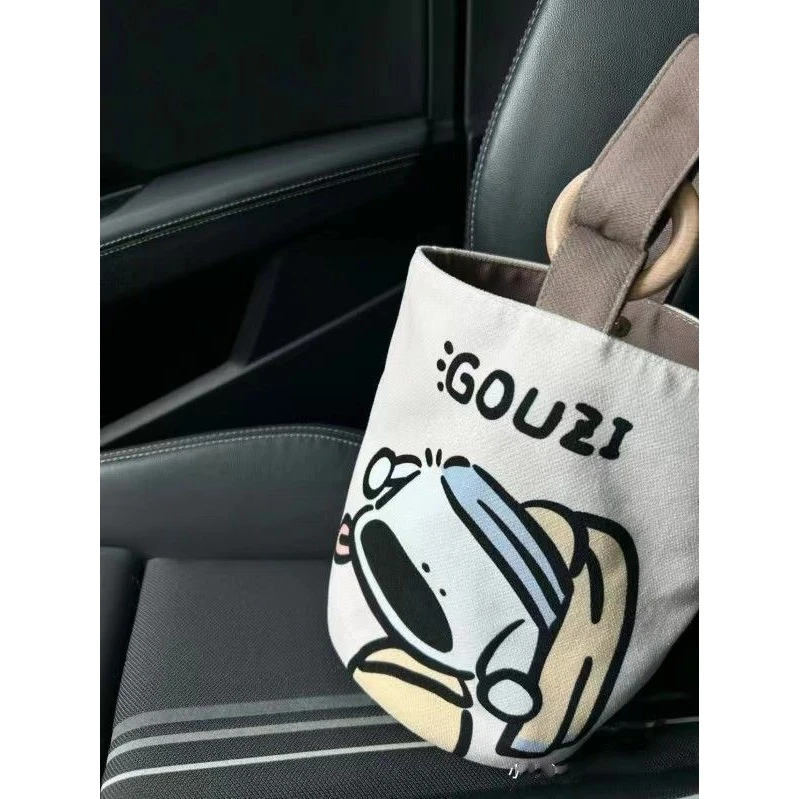 上班族便携手提袋帆布水桶包可爱水桶型手拎便当包宝妈外出手提包