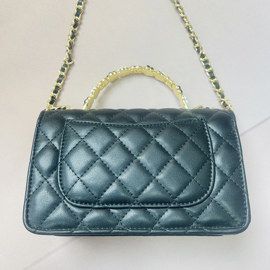 手工打造真皮女包 想 花 手提 黑色