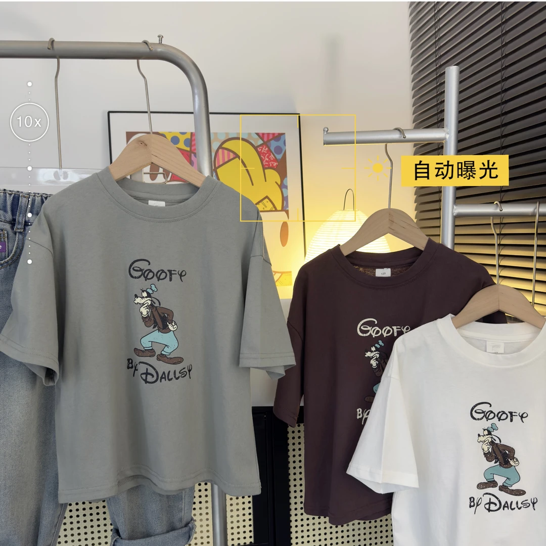 儿童短袖T恤韩版休闲圆领卡通印花夏季童装宽松百搭白色女童男童