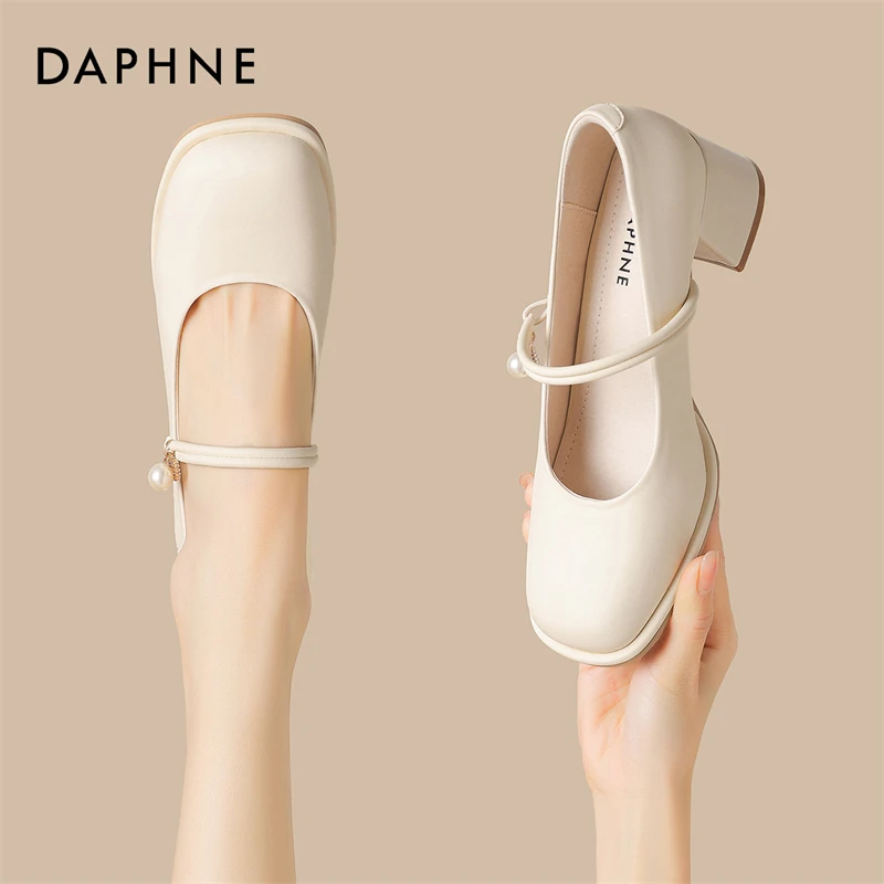 达芙妮旗袍鞋玛丽珍鞋24夏新款仙女粗跟高跟鞋软皮晚晚温柔伴娘鞋