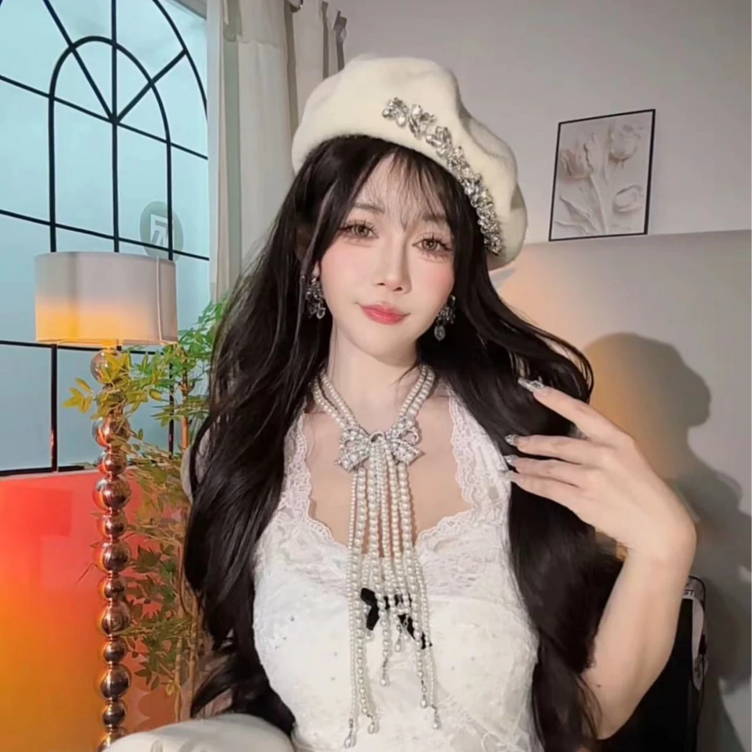 【崔】魅娅 蕾丝挂脖连衣裙女早秋薄透修身打底潮243602