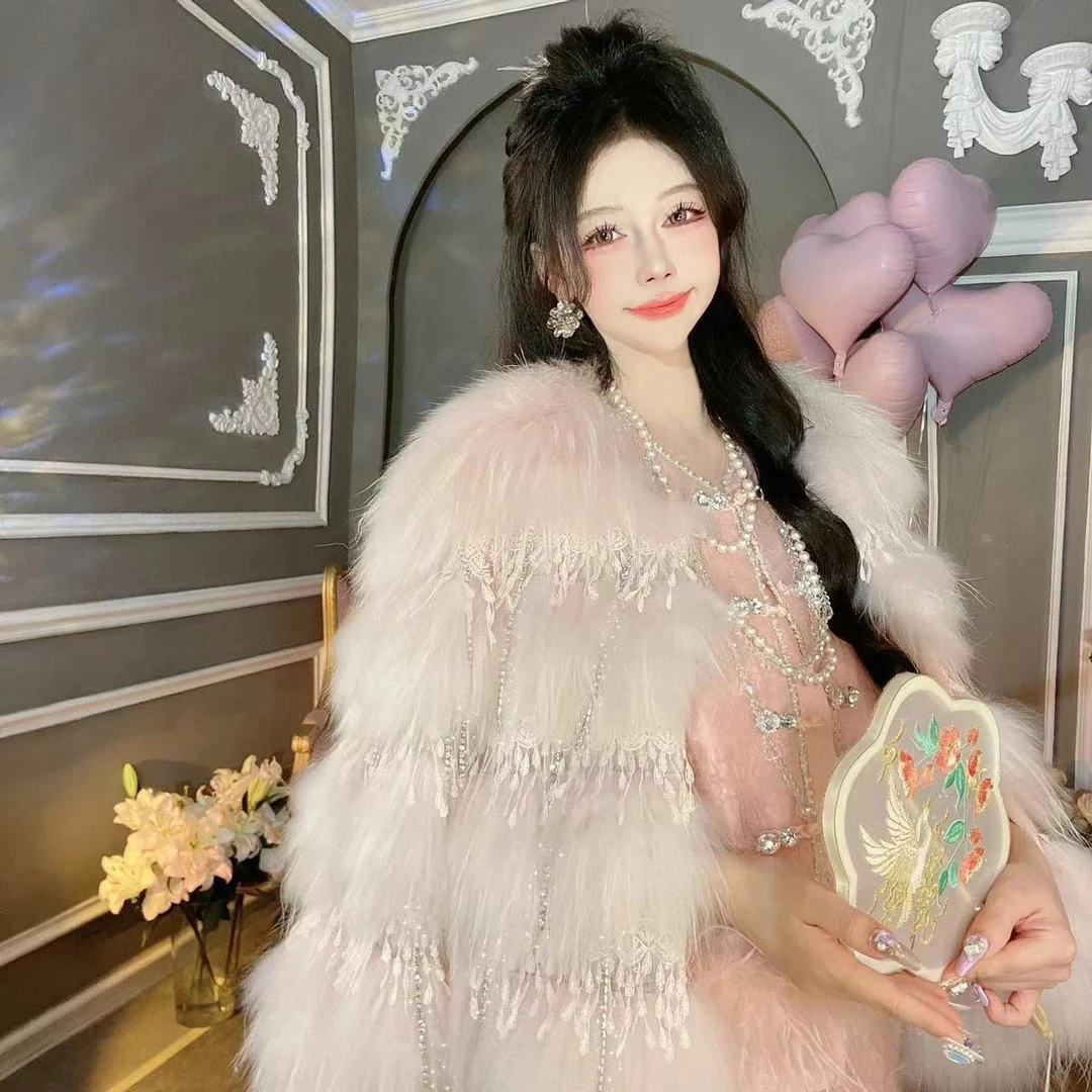 【崔】舞会轻奢小香风名媛风重工珠珠钻蕾丝流苏新中式外套10990