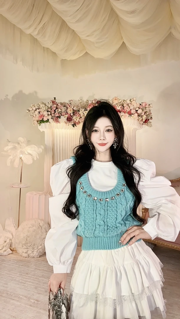 【崔】绵绵甜巧 时尚麻花编织针织背心温柔叠穿甜美马甲潮243355