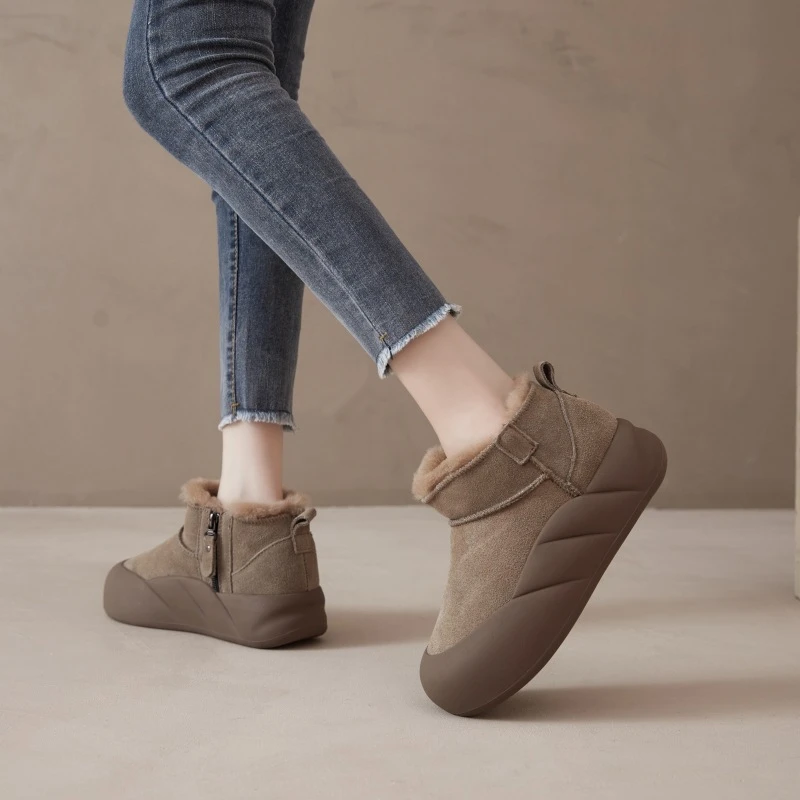 短筒雪地靴学生防寒防滑2024冬季新款加绒加厚东北雪地棉鞋女保暖