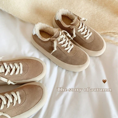 牛反绒面包小脏鞋女厚底2024秋冬爆款雪地鞋做旧星星棉鞋休闲板鞋
