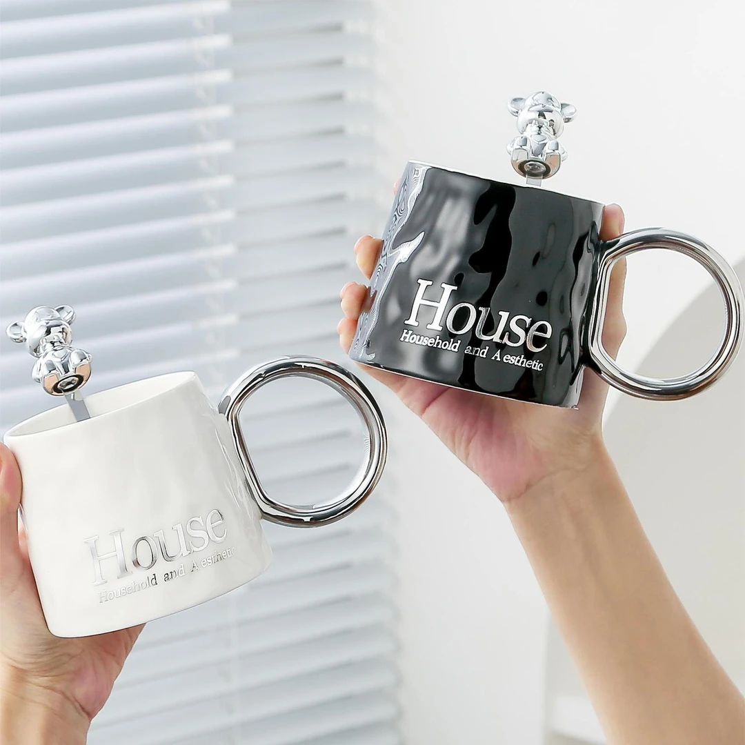 【祥勋】高颜值马克杯新款创意北欧风黑白陶瓷杯家用情侣对杯伴手杯