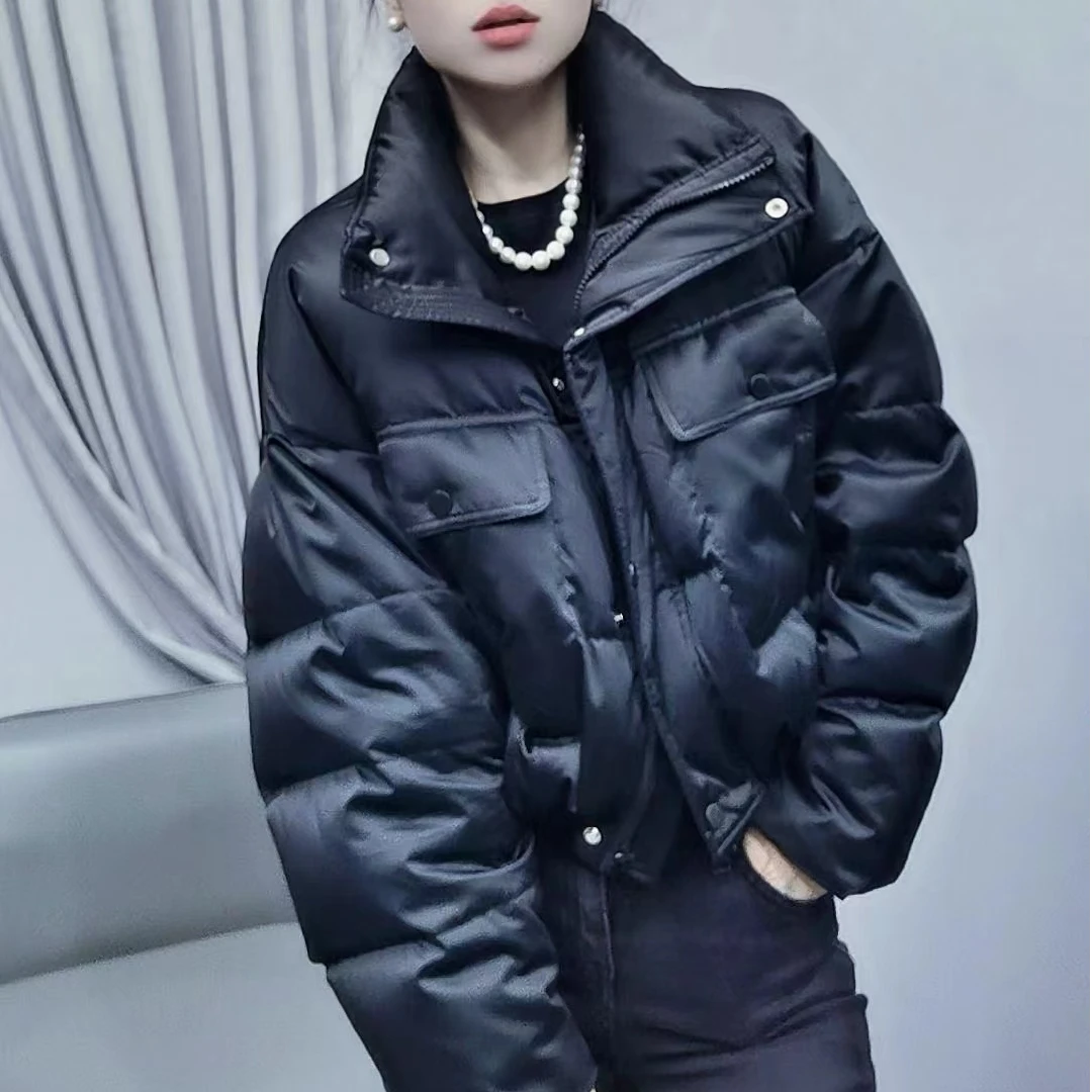 《觅香探红》小众设计冬季时尚百搭短款黑色立领外套