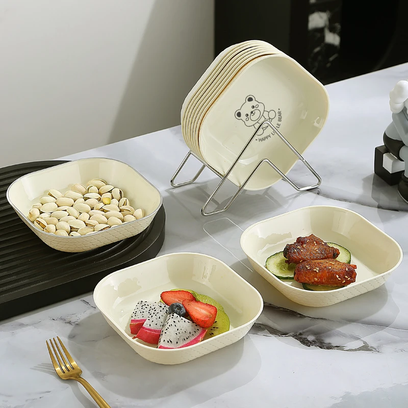 奶油风吐骨碟家用餐桌收纳骨头渣可爱小熊客厅用水果盘瓜子干果碟