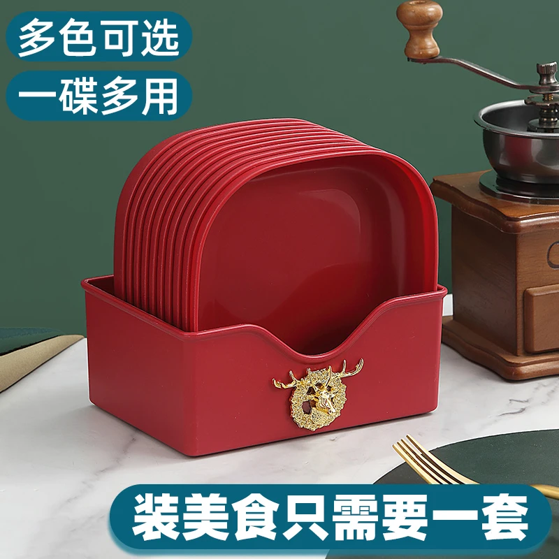 吐骨碟家用餐桌小盘子水果小吃碟零食盘骨头小碟子渣盘带麋鹿底座