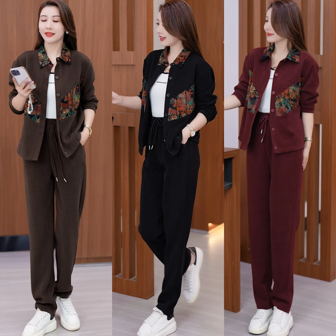 【加绒加厚】冬款加厚设计师时尚百搭气质外套+裤子