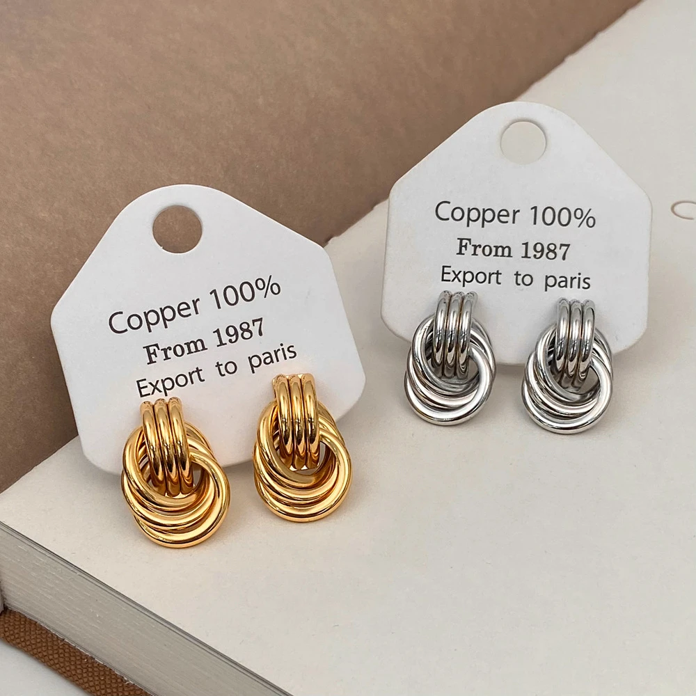 铜合金耳饰 韩系极简风耳环女个性设计圈圈耳钉冷淡风百搭耳饰ins