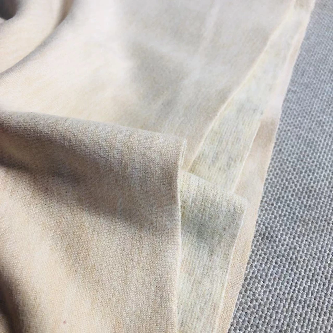 米杏色阳离子超柔AB面德绒面料