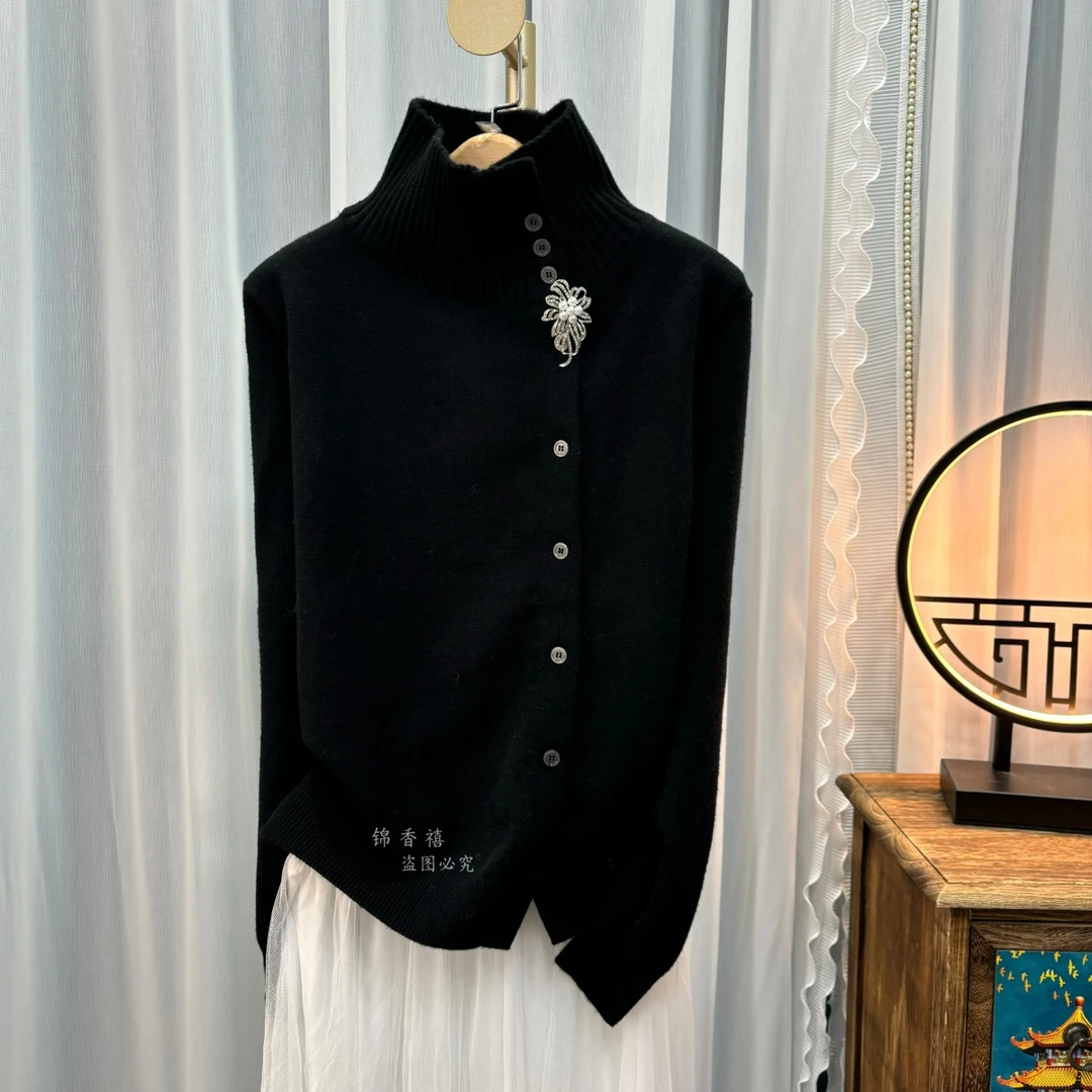 【V36韩剧女主黑色】黑色百搭气质显瘦针织衫开衫毛衣外套