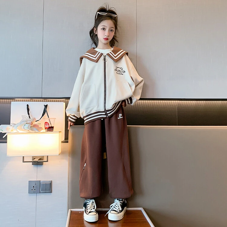 女童秋装套装2023新款洋气儿童网红休闲中大童韩版春秋棒球服上衣