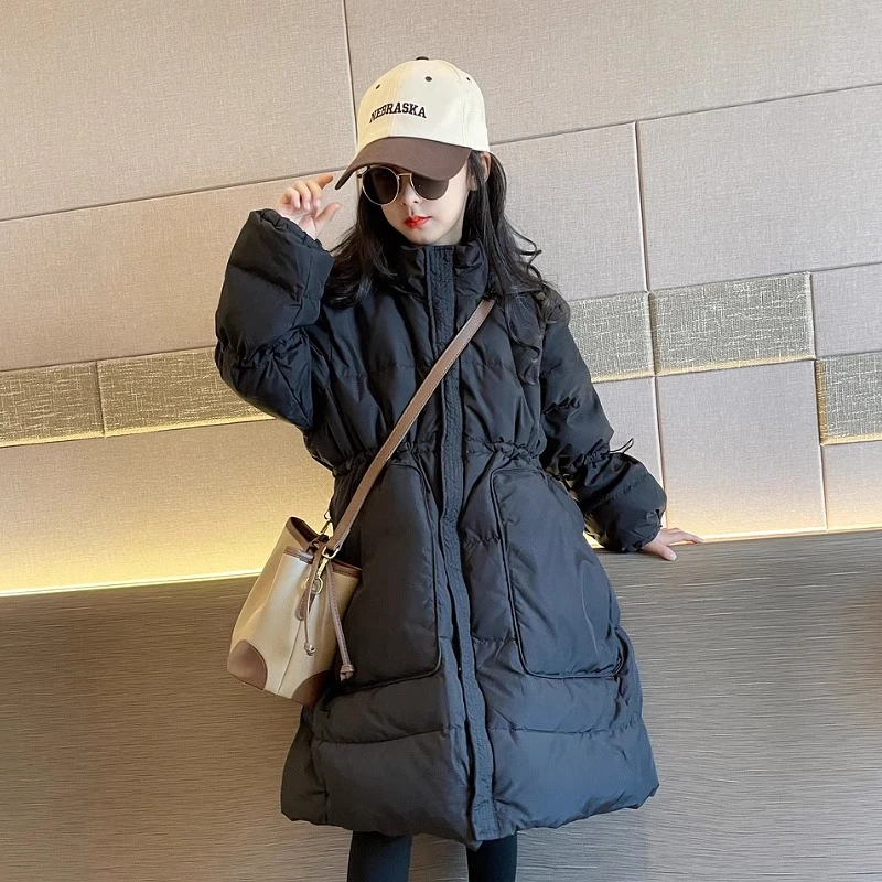 女童羽绒服中长款2023冬季新款洋气儿童冬装中大童90白鸭绒外套潮