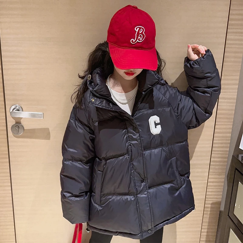女童冬装棉服2023新款洋气免洗儿童短款加厚面包服中大童棉衣冬季