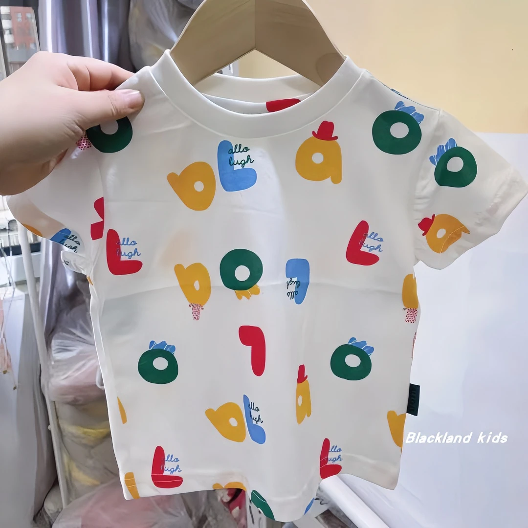 儿童夏款字母T恤宝宝韩版夏季新款男童半袖洋气圆领小童纯棉短袖