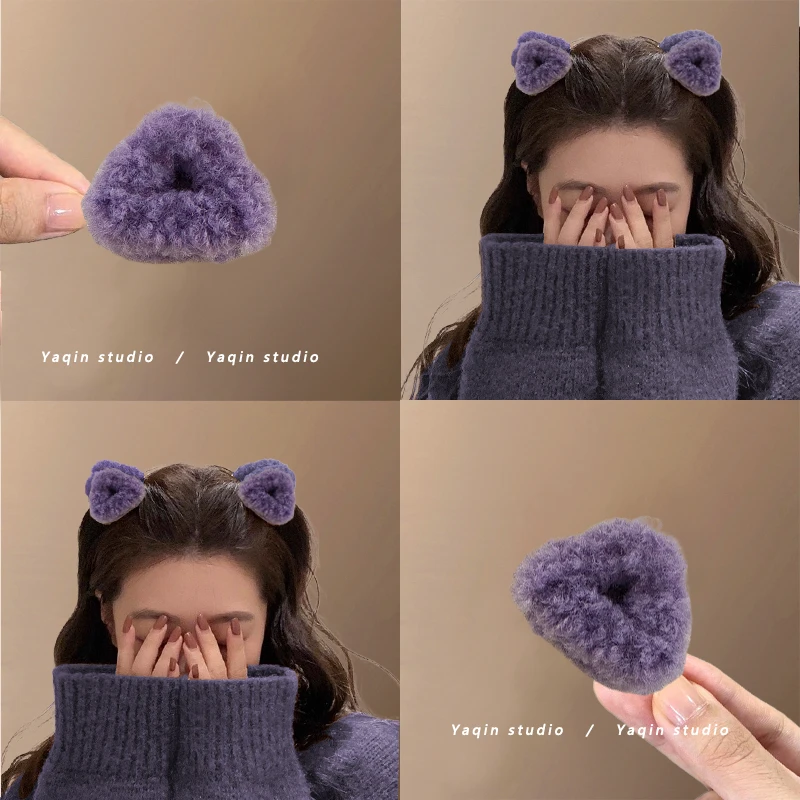 晚晚紫色！毛绒公主头三角小号抓夹！侧边刘海碎发发夹发卡头饰女