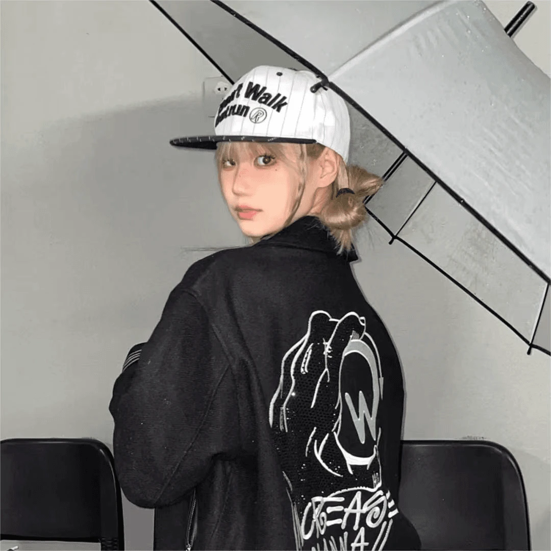 美式复古帽子棒球帽高街条纹板帽女嘻哈帽大头围显脸小咬一口闪电