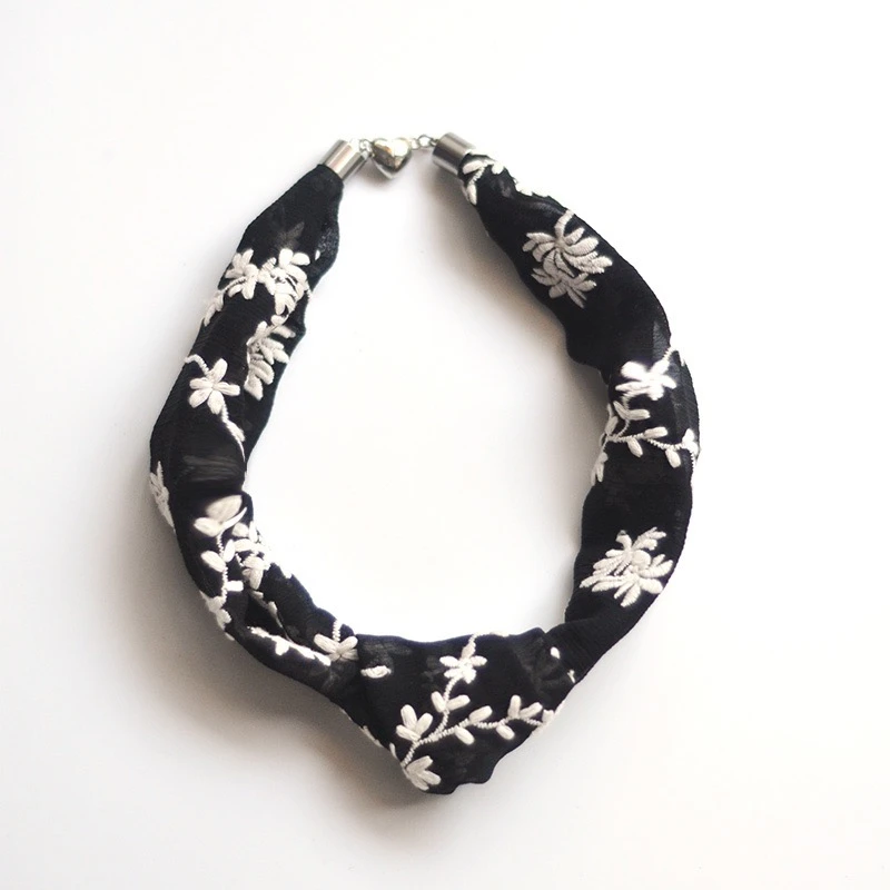 刺绣磁扣项链遮疤项链亲子丝巾项链甲状腺手术疤痕遮挡神器