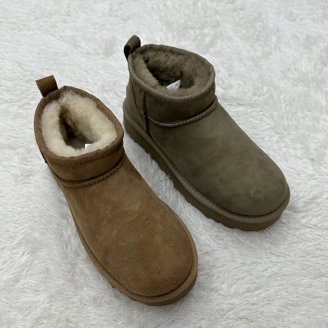 2023冬季新款厚底雪地靴女皮毛一体圆头短筒加厚女棉鞋河南桑坡村