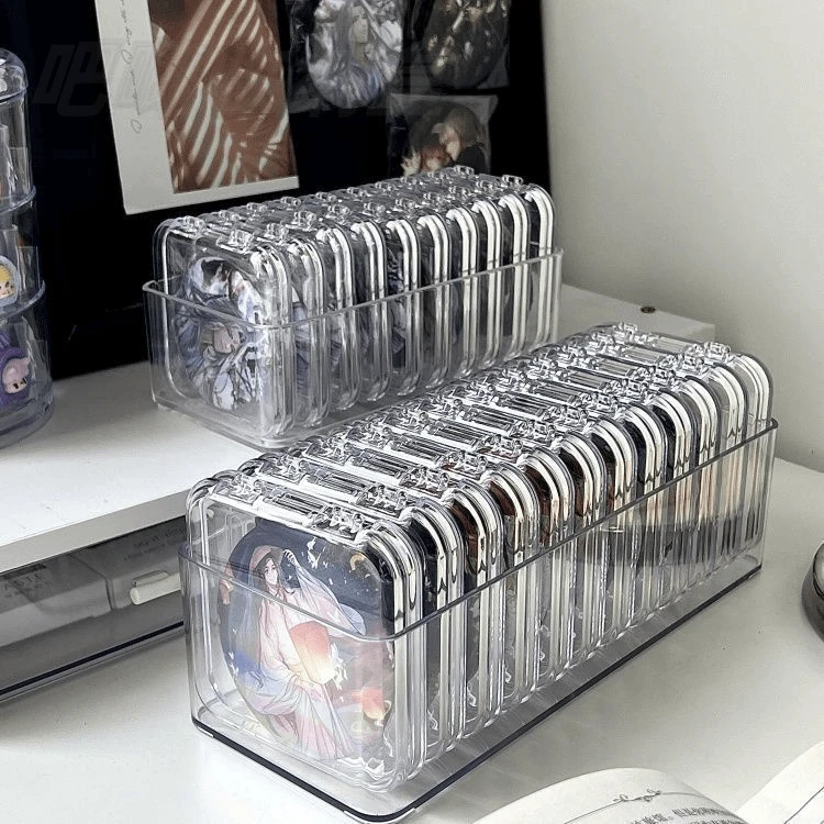 吧唧收纳盒吧唧保护套ins高颜值透明亚克力密封便携翻盖谷子盒