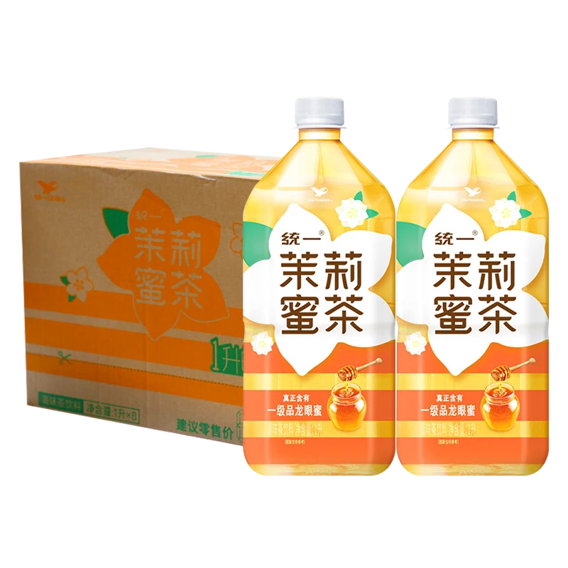 统一新品冲泡茉莉蜜茶调味茶饮料1L*8瓶整箱装茉莉花茶饮品新货