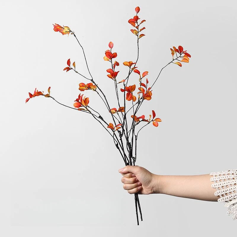 仿真绿植假花植物过胶树叶秋叶干树枝 软装插花摄影拍摄道具