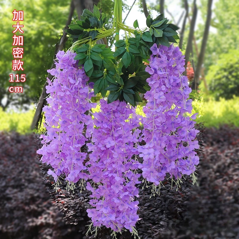 仿真紫藤花藤仿真豆瓣花串婚礼拱门网红走廊吊顶装饰花藤绿叶假花