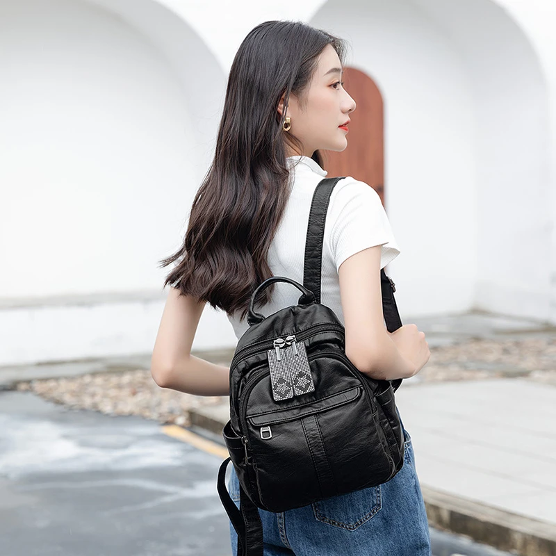 MTFSKAER香港品牌真皮双肩包女2025新款休闲百搭软皮背包旅行包