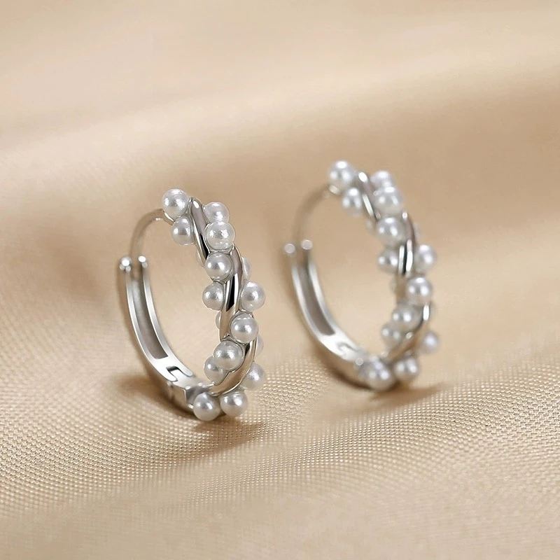 铜合金耳饰 小巧珠珠气质百搭简约耳扣经典时尚设计感耳圈e381