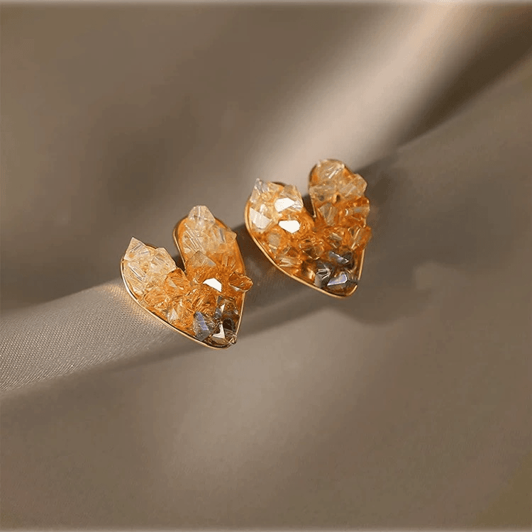 秋品 铜合金耳饰「阳光」超闪爱心耳饰女甜美耳钉E298