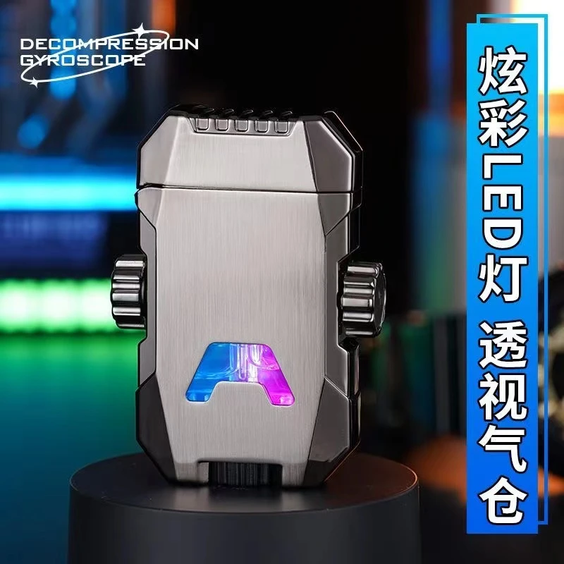 新款炫酷充气式防风打火机金属机身耐磨帅气机甲型节日礼物送男友