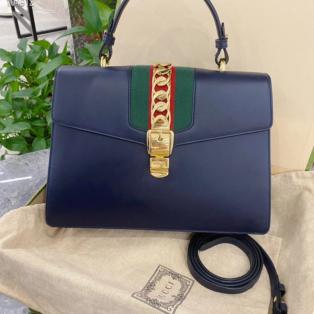 95新 GUCCI/古驰 sylvie塞尔维亚大号手提公文包/7CH33000