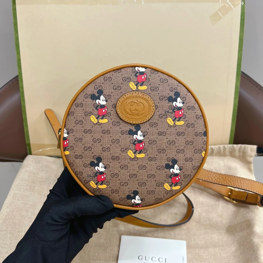95新 GUCCI/古驰 迪士尼联名款米奇圆饼双肩包/G24SH8502 G